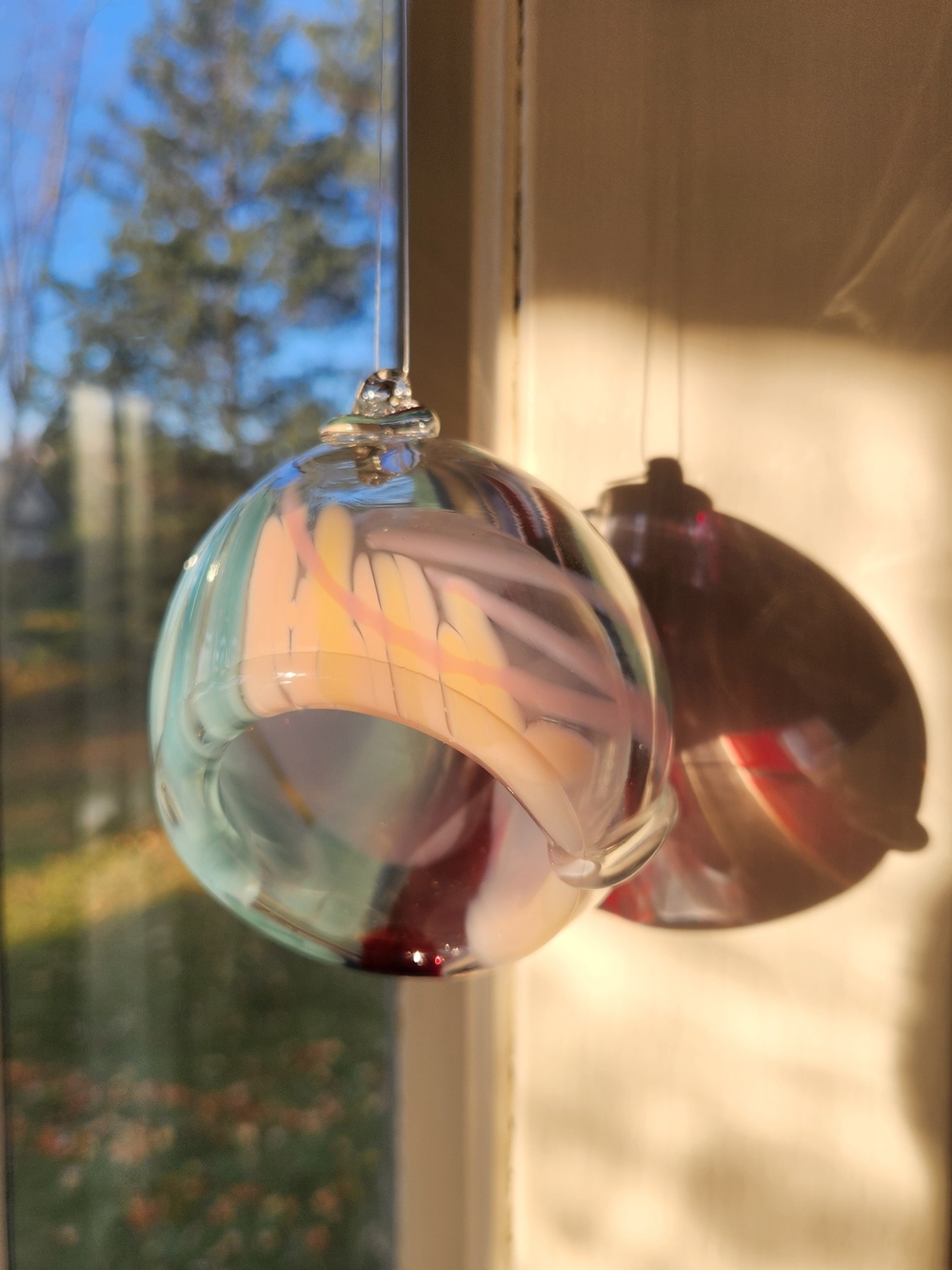Handblown Glass Witch Ball • Hanging Air Plant Terrarium Window Suncatcher Orb